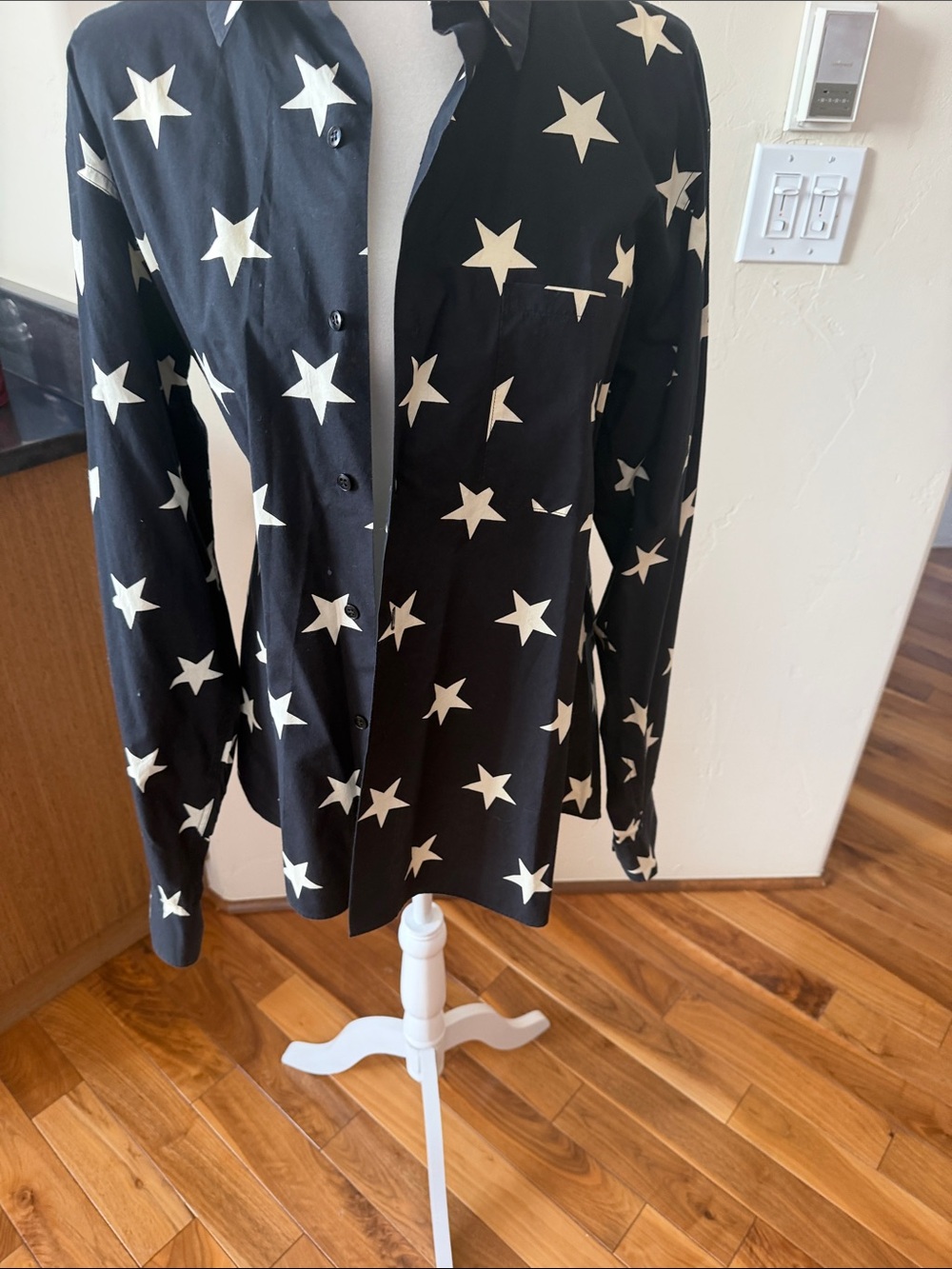 Agnes B. Black Shirt with White Star Pattern
